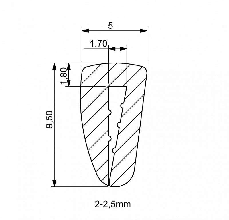    403 PF ,Уплотнитель торцевой П образный(9,5мм* 5мм) ПВХ на толщину металла 2-2,5 мм - электротехническая компания ЭТК ПОЛИПРОФ